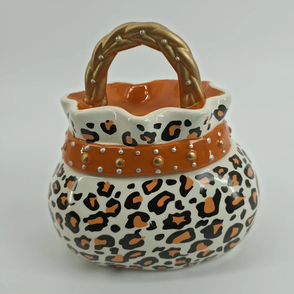 David's Cookies Jar Cheetah Print Purse / Pocketbook Orange Vintage New